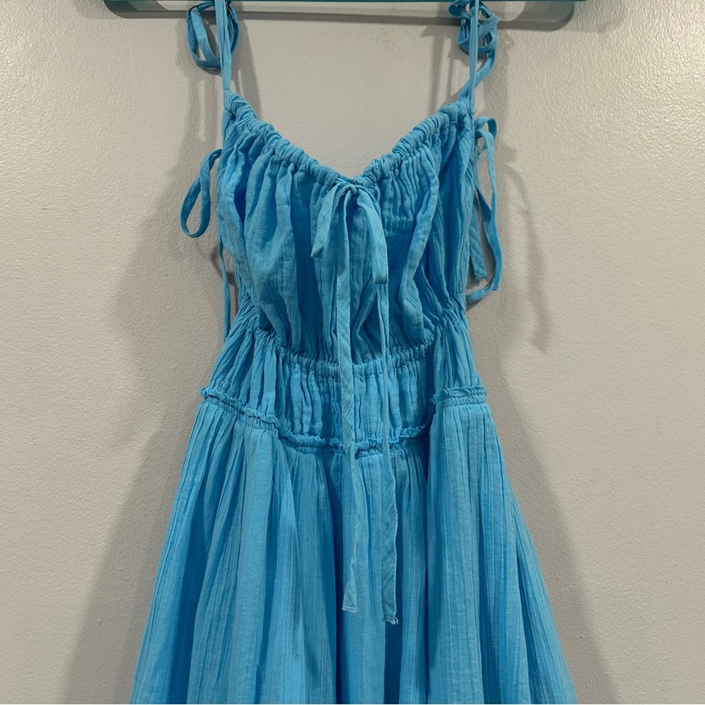 Free People Taking Sides Maxi Dress in Splash Blue XL - Picture 5 of 10